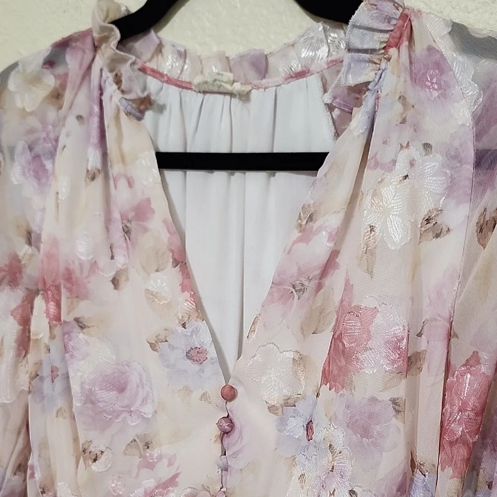 Lena Floral Romper with Tie Front and Ruffle Details - Picture 4 of 16
